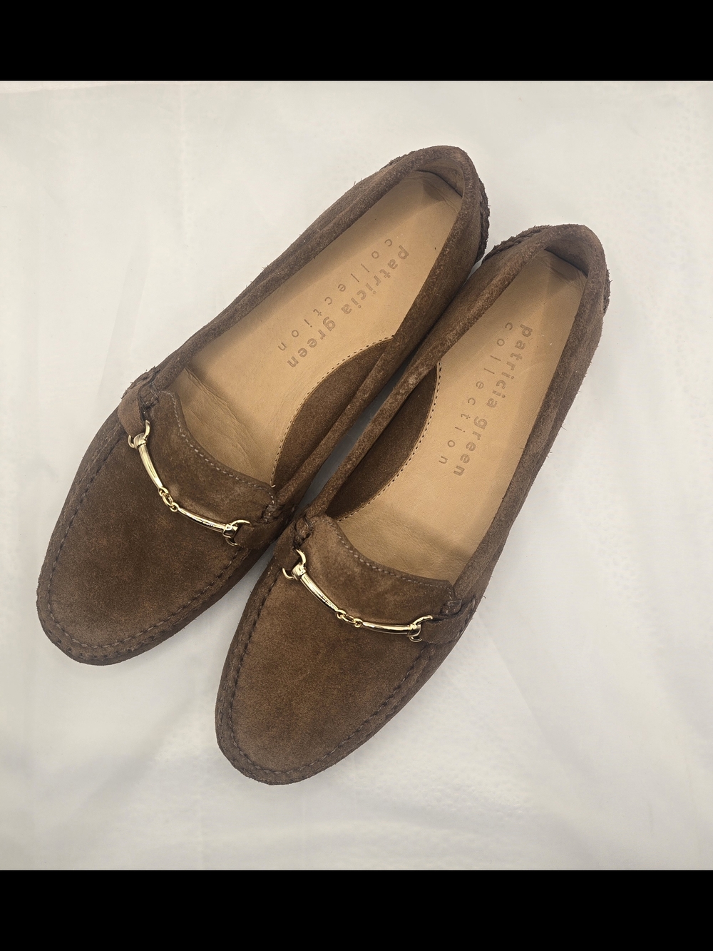 Patricia Green Horsebit Drivers In Chocolate Suede Caroline